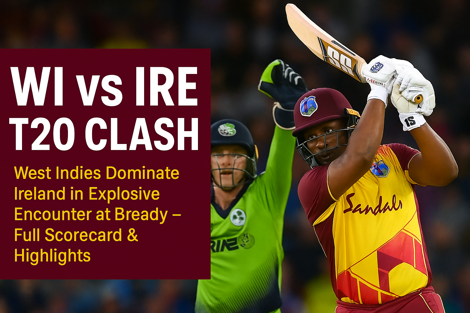 WI vs IRE T20 Clash: West Indies Dominate Ireland in Explosive Encounter at Bready – Full Scorecard & Highlights